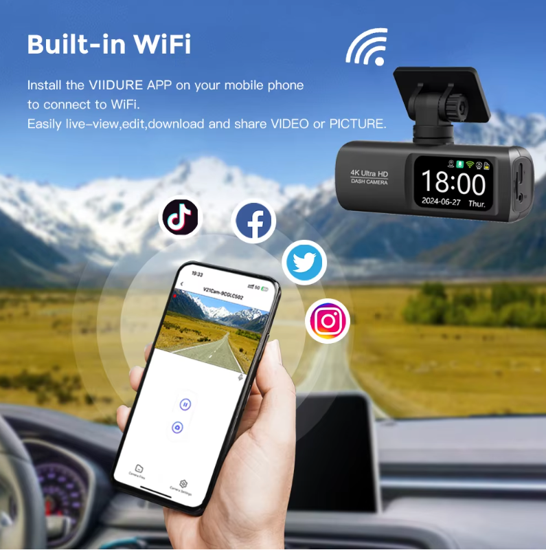MotioPath 4K Dash Cam – WiFi, GPS, Night Vision, Dual Lens, Parking Mode