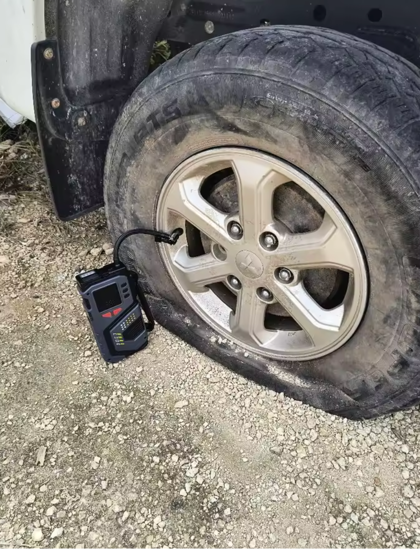4-in-1 Portable Car Jump Starter | Jump Start, Tire Inflator, Power Bank & LED Light